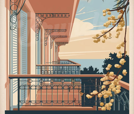 Affiche vintage ferronneries de balcons niçois