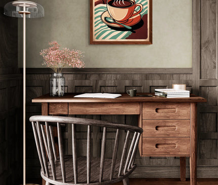 Affiche cuillère chocolat chaud rétro