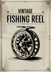 Affiche moulinet de pêche à mouche style rétro 1990