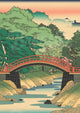 Affiche Pont Rouge Japonnais Rivière Paysage Ukiyo-e