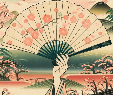 Affiche vintage éventail japonais