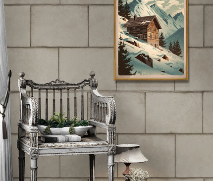 affiche refuge de montagne vintage