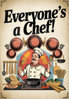 Affiche Chef Cuisinier Ustensiles Cuisine Rétro