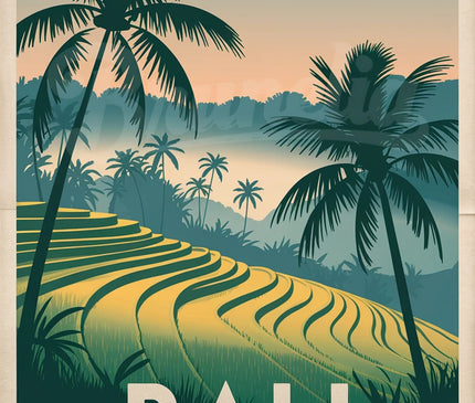 Affiche rizières vintage Bali