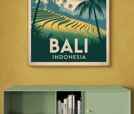 Affiche rizières vintage Bali