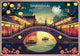 Affiche Shanghai art déco lanternes et fleuve