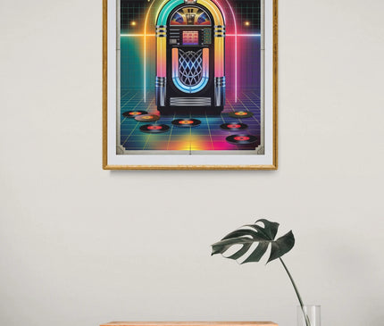 Affiche vintage jukebox coloré