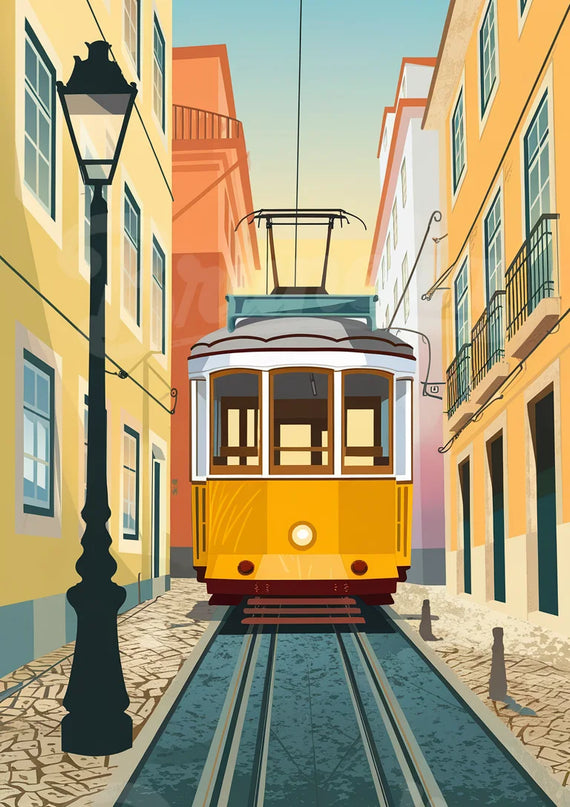 Affiche tramway vintage Lisbonne 1