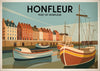 Affiche Port de Honfleur bateaux et façades normandes