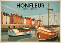 Affiche Port de Honfleur bateaux et façades normandes