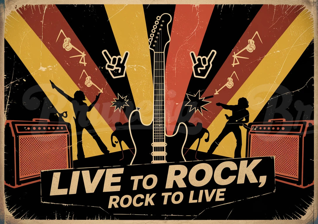 Affiche rock vintage Live to Rock