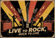 Affiche concert rock rétro avec musiciens et guitare électrique