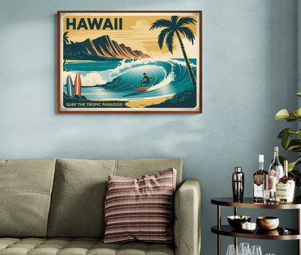 affiche surf hawaii