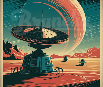 Affiche vintage radar spatial rétro