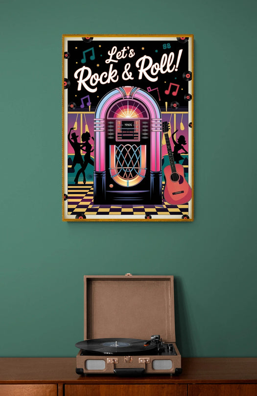 Affiche vintage jukebox et rock’n’roll
