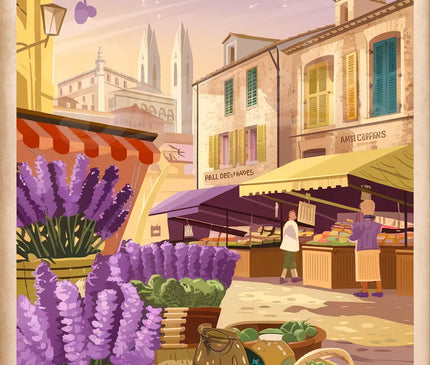 Affiche marché provençal rétro Avignon
