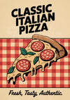 Affiche pizza italienne authentique style rétro