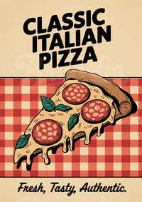 Affiche pizza italienne authentique style rétro