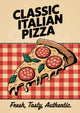Affiche pizza italienne authentique style rétro