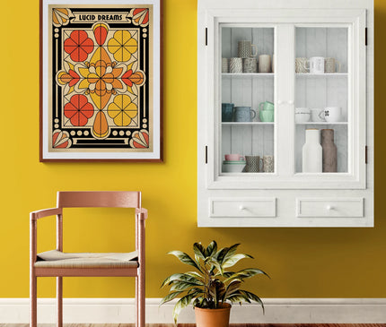 Affiche vintage éléments graphiques audacieux