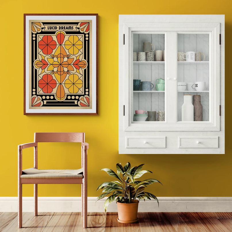 Affiche vintage éléments graphiques audacieux