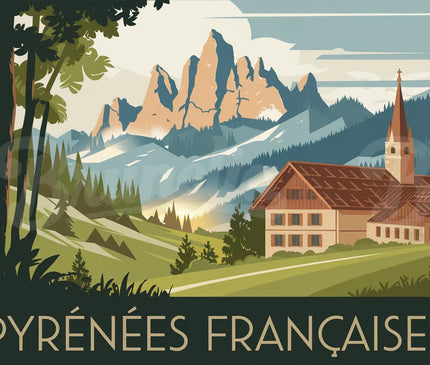 affiche pyrénées vintage