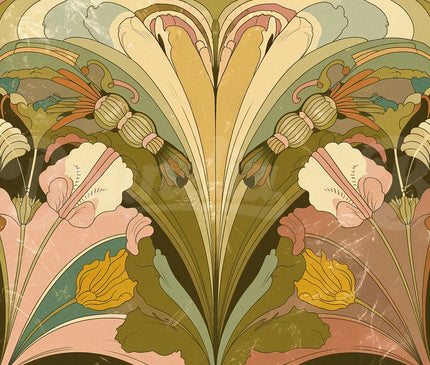 Affiche vintage motifs floraux rétro