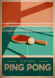 Affiche Ping Pong rétro avec raquette et balle années 30