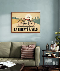 Affiche Liberté à Vélo Style Art Déco Rétro