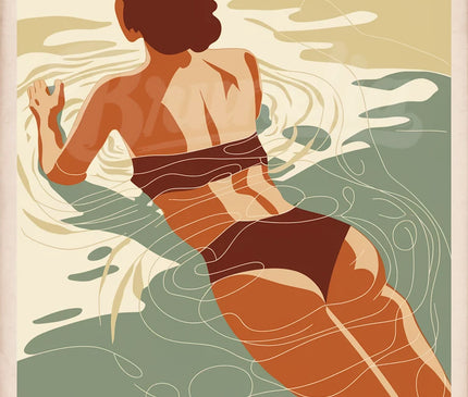 affiche baigneuse retro