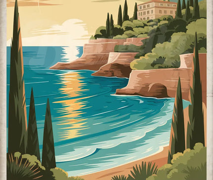 Affiche vintage soleil méditerranéen