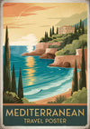 Affiche côte méditerranéenne style Art déco années 30