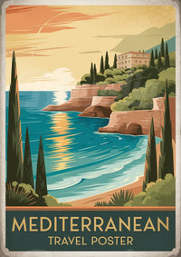 Affiche côte méditerranéenne style Art déco années 30