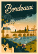 Affiche Bordeaux pont de pierre et vignobles
