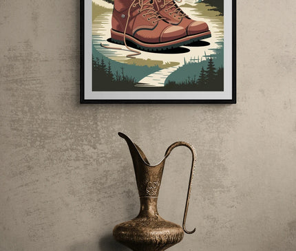 Affiche chaussures de randonnée rétro