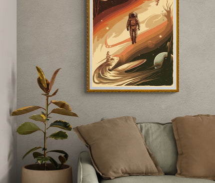 Affiche vintage astronaute rétro