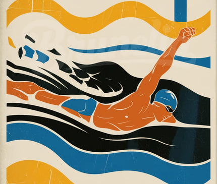 Affiche vintage natation