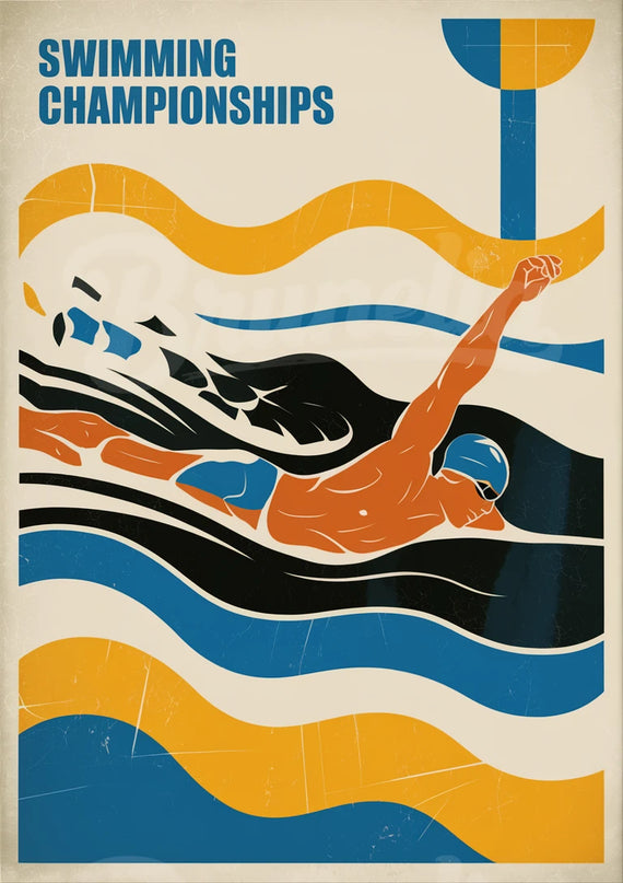 Affiche vintage natation