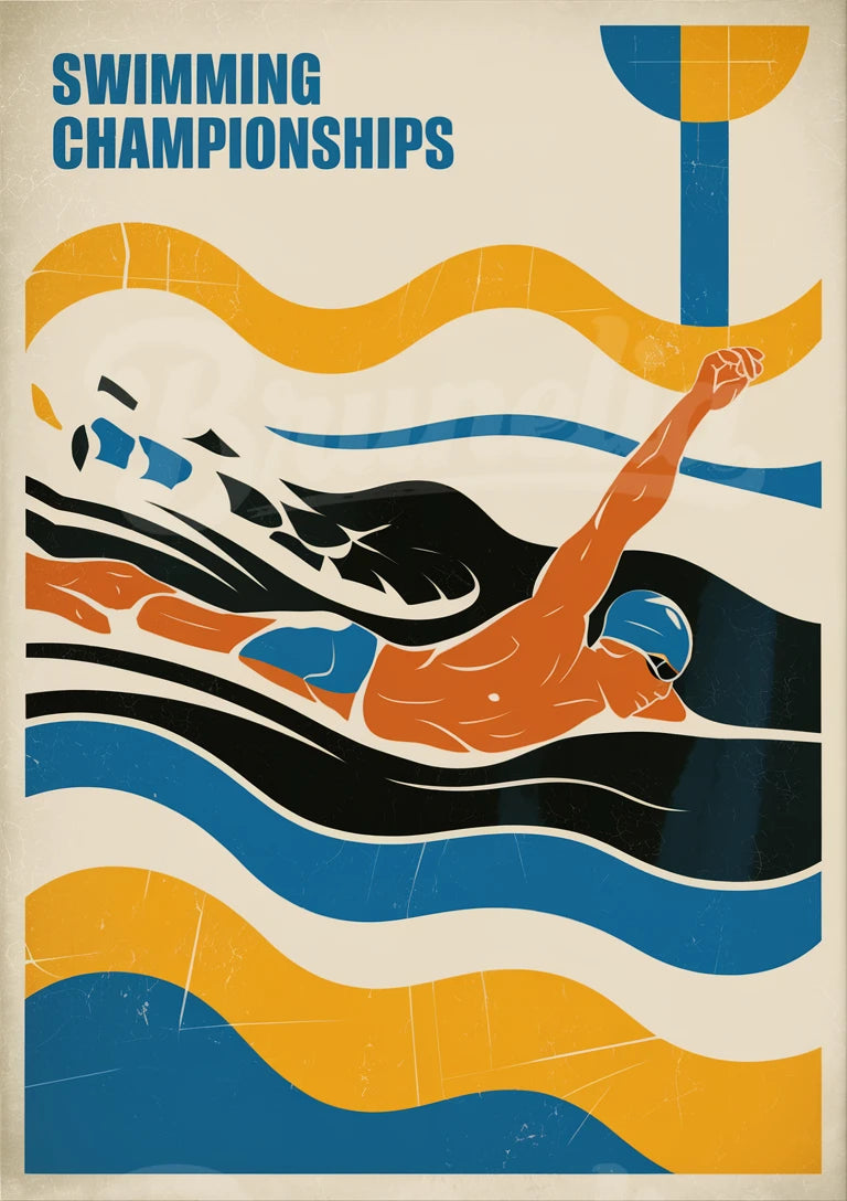 Affiche Championnats de Natation nageur freestyle