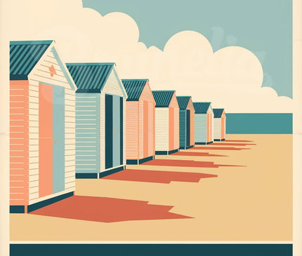 Affiche vintage cabanes colorées