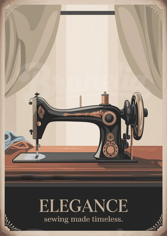 Affiche vintage machine à coudre à pédale