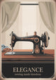 Affiche machine à coudre rétro elegance