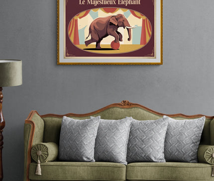 Affiche éléphant vintage