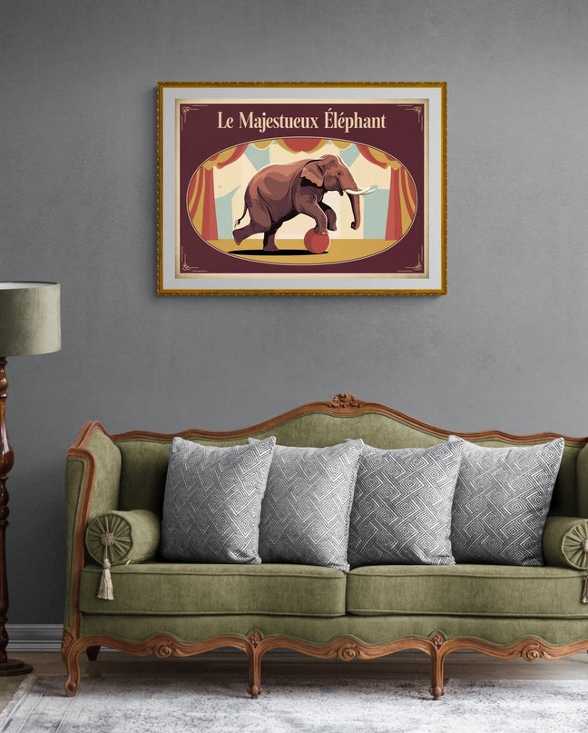 Affiche éléphant vintage