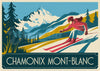 Affiche Chamonix skieur pente Mont-Blanc années 1930