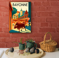 Affiche Corrida et traditions basques vintage Bayonne