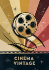 Affiche cinéma rétro avec bobine de film doré