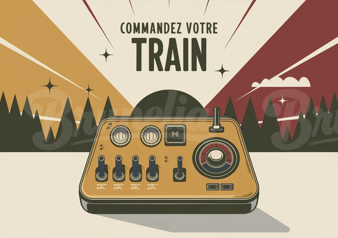 Affiche contrôleur train miniature rétro