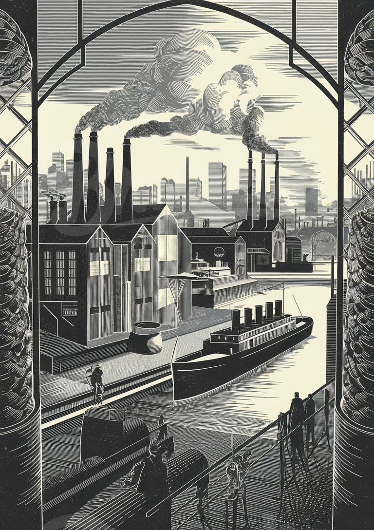 Affiche port industriel et manufactures Art déco