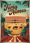 Affiche Féria de Nîmes arène romaine corrida vintage